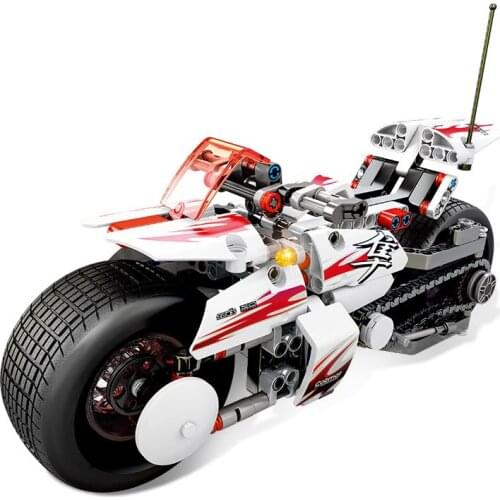 392Pcs Science And Technic Pullback Racing Motorcycle Model Educational Building Blocks Toys For Kids DIY Birthday Small Bricks