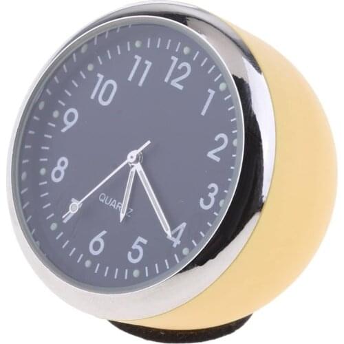 Car Clock High Accuracy Car Dashboard Clock Classic Table Mini Quartz Clock Car Onboard Small Round Luminated Clock -yellow