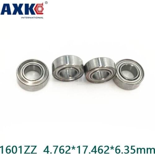 Axk Free Shipping 1601zz Bearing 4.762*17.462*6.35mm Abec-1 (10pcs) Inch 1601 Zz Z Ball Bearings 1601-2z Bearing