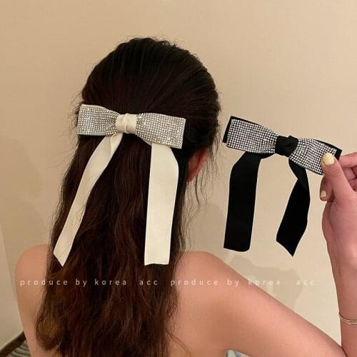 Bow inlaid with diamonds hairpin duckbill clip Dongdaemun Korea retro and elegant lady temperament hairpin fashion headdress