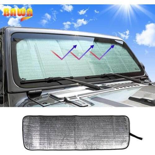 BAWA 1pcs Aluminum Foil Front Windshield Sun Visor for Jeep Wrangler JL 2018 2019 2020 Car Accessories
