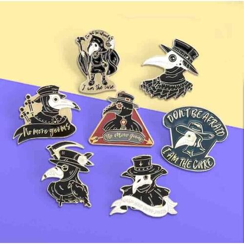 Plague doctor Brooches Skull crow Reaper gentleman Punk Dark Brooches Enamel Lapel Pins Badges Deat Jewelry Wholesale