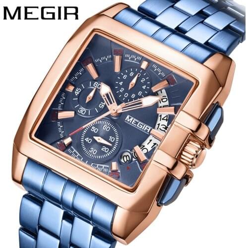 Luxury New Megir 2018 Fashion Business Mens Quartz Chronograph Watches Male Waterproof Sports Calendar Wristwatch Clock