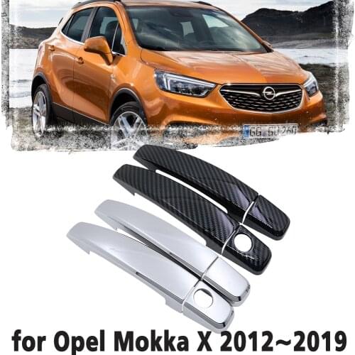 Black Carbon Fiber handle Or Chrome Side Door Cover Trim Set for Opel Vauxhall Mokka X Buick Encore 2012~ 2019 Car Accessories
