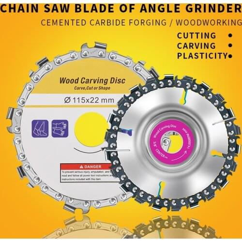 OUDISI Wood Carving Disc Woodworking Chain Grinder Chain Saws Disc Chain Plate Tool for 125MM 115MM Angle Grinding 5 Inch 4 inch