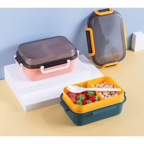 Double-decker Student Lunch Box Plastic Microwave Heating Reduced Fat Meal Fruit Case Portable Food Storage For Office Workers