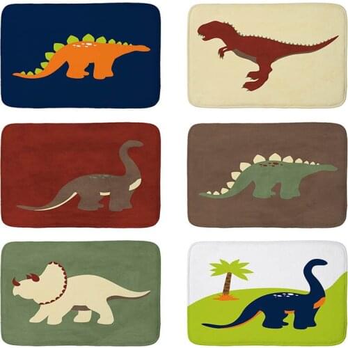 Cartoon Dinosaurs printed Flannel Floor Mat Anti-Slip Tapete Floor Mats Kitchen Doormat welcome mats for front door