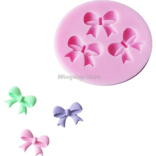 3-Hole Bow Bowknot Design Modeling Cake Decoration Fondant Chocolate Pudding Silicone Mold