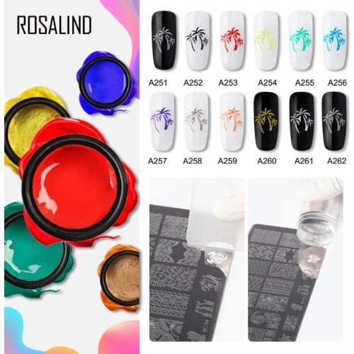 ROSALIND Nail Art Stamping Gel Plate Gel Varnish 5ml Extension Printing Oil Semi permanent Gel Nail Polish Set for Manicure
