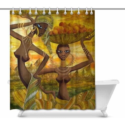 Naked African Girls, Vintage Afro American Women Home Decor Waterproof Polyester Fabric Shower Curtain