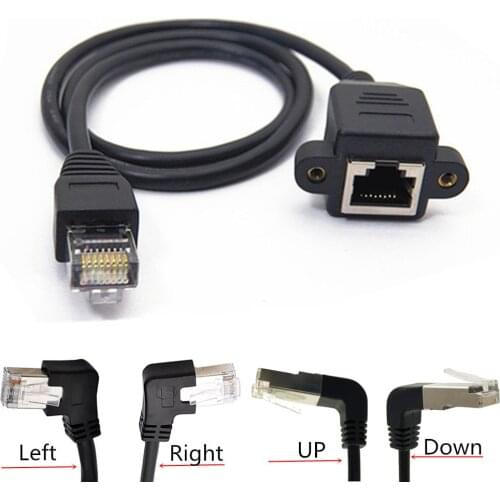 RJ45 Cat5 8P8C FTP STP UTP Cat 5e Male to Female 90 Degree Right Angled Panel Mount LAN Ethernet Network Cable 0.3m 0.6m 1m 1.5m