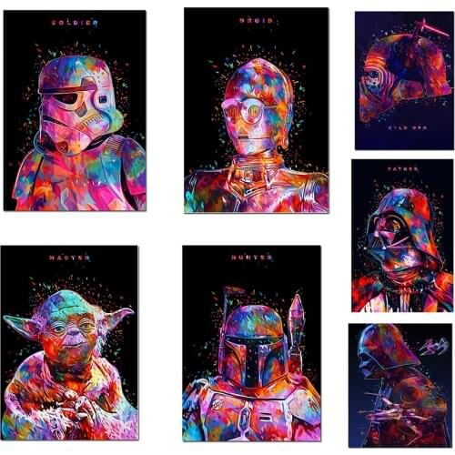 Star Wars Hot Sale Abstract Art Oil Painting Movie Poster Canvas Print Wall Painting Living Room Home Decoration Painting Mural