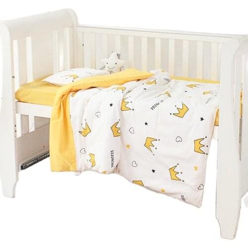 3Pcs Set Newborn Baby Crib Beddings Set Cotton Cartoon Print Color Bedroom Bed Cot Linens Quilt Cover Case Sheets Pillow