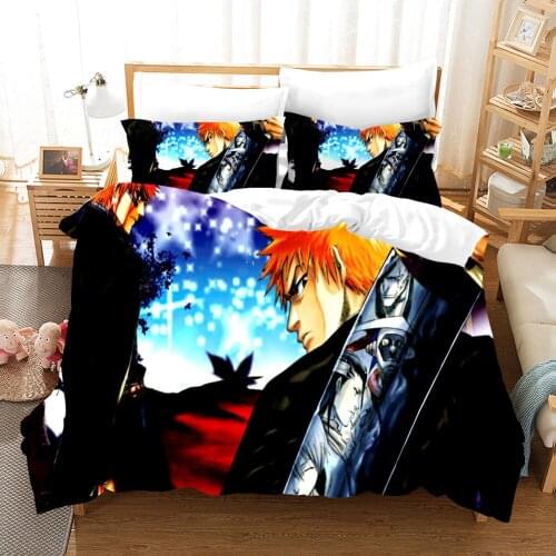 Anime Bleach Bedding Set Kids Cartoon 3d Duvet Cover Sets Comforter Fashion Modern Bed Linen Twin Queen King Single Size Luxury