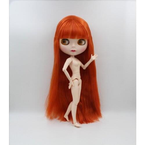 Blygirl,Blyth doll,Orange bangs straight hair, 1/6 nude doll, 19 joints, new face shell doll, can be used for her makeup