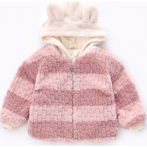 Kids 1-8 years little girls fashion 2020 autumn winter casual cute warm thick fur hooded coats jackets children clothing clothes