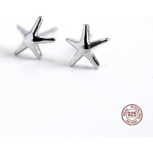 LKO 925 Sterling Silver A Pair Starfish Stud Earring For Womens Sparkling Stud Earring Jewelry Gifts Lovely Ornaments