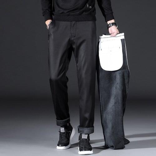 2021 Big Size 40 42 Winter Men Warm Casual Pants Business Fashion Classic Style Thicken Stretch Trousers Male Brand