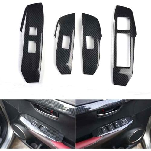 4Pcs/set Car Door Window Lift Switch Panel Cover Stickers Decal For Lexus NX 2015-2019 Left Hand Drive Car Accessory