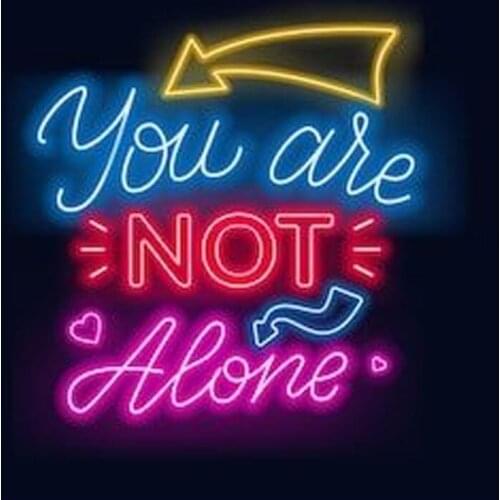 Neon Sign For you are not alone Heart Hotel Recreational Beer Love Business Room Decor Gifts advertise Handmade art design light