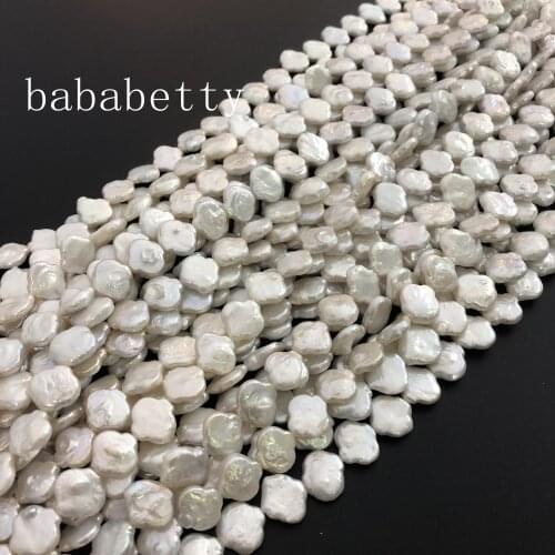 Wholesales Genuine Freshwater Natural pearl White irregular reborn keshi 15" Loose beads 12X14MM