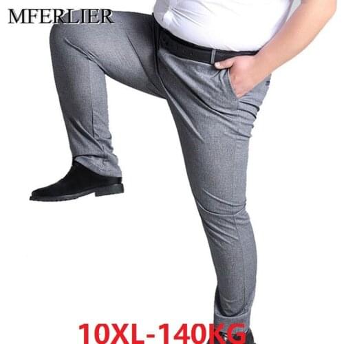 Autumn men simple suit pants navy blue plus size big 7XL 8XL 9XL 10XL man formal suit pants elasticity Straight Trousers 50 52