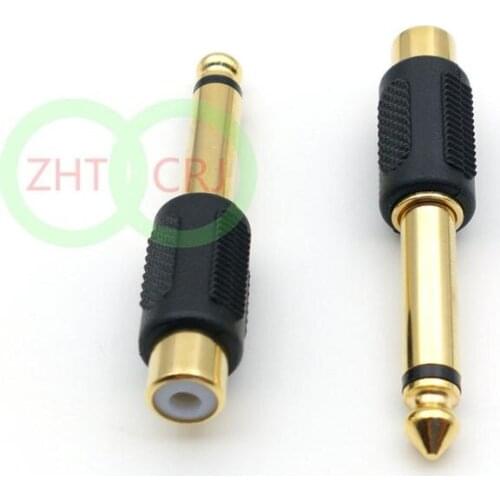 1000PCS lot Gold plated 6.35mm (1/4 Inch) Mono Plug to RCA Jack connectors New