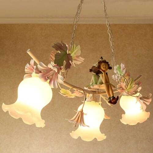 Rural glass Pendant Lamp Light for Childrens room Bedroom Study Room Kids lighting Safe Room wedding dressing Hanging Lights