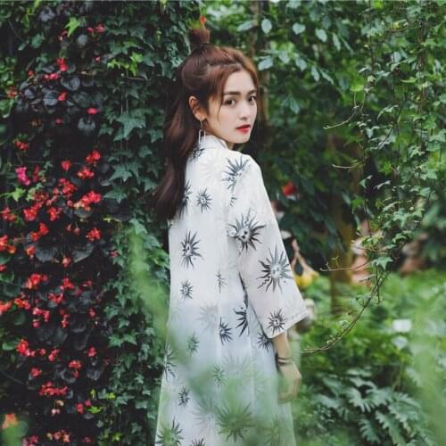 Chiffon Sunproof Coat Spring Summer Female Clothes 3/4 Sleeve Casual Cardigan Loose Swimwear Cover ups