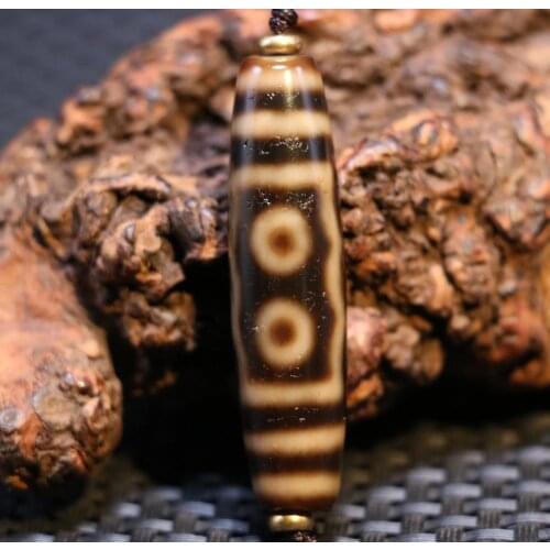 Treasure Talisman Magic Energy Tibetan old Agate Ivory Color 5 Eye Wealth God Symbol dZi Bead Amulet Pendant FR ZZY timestown