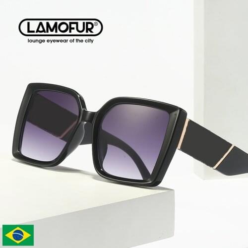 LAMOFUR Brand Design Square Sunglasses Men Personalized Leather-Wrapped Temples Luxury Versatile Sunglasses for Women UV400 2813
