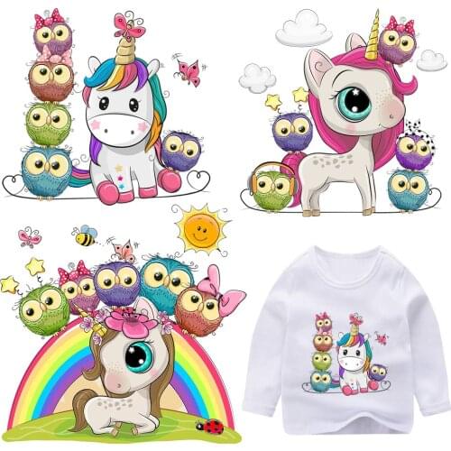 Beautiful Unicorn Iron On Parches For Clothes Heat Transfer Vinyl Stickers Termo Applique Diy Clothing Accessories For Kids