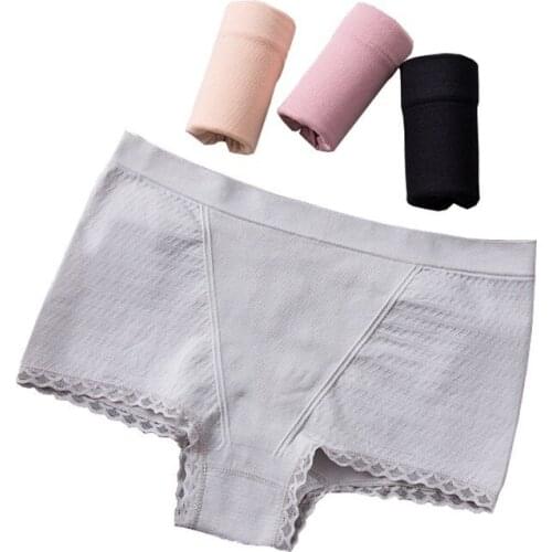 ERAEYE 2PCS Women Super Elastic Modal Seamless Safety Pants Mid Waist Lace Side Boyshort Girls Slimming Underwear Panties