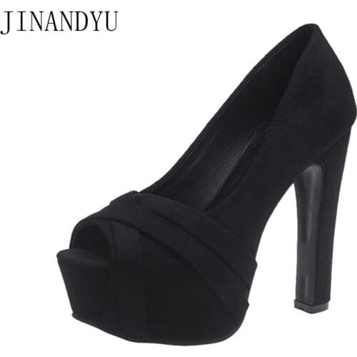 Black Party Shoes for Women Pumps Platform Sexy Shoes Women Chunky Heels Classy Peep Toe High Heels Platform Summer Shoes Sandal