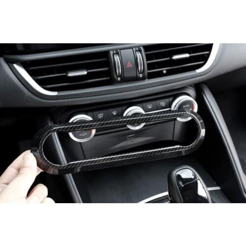 Carbon fiber For Alfa Romeo Giulia Stelvio 2016 2017 2018 ABS Chrome Center Air Conditioning Adjustment Frame Trim Car Accessory