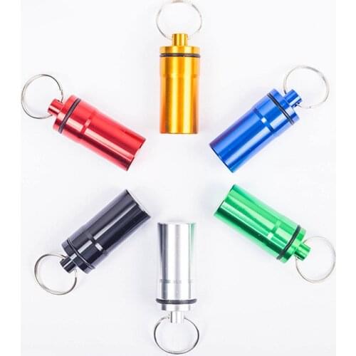 Waterproof Aluminum Pill Box Case Bottle Cache Drug Holder Storage Container Keychain Medicine Box Health Care