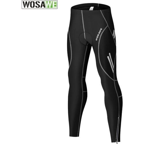 WOSAWE Reflective Mens Cycling Pants with Gel Pad Breathable Quick Dry Compression Cycling Tights MTB Road Bike Bicycle Pants