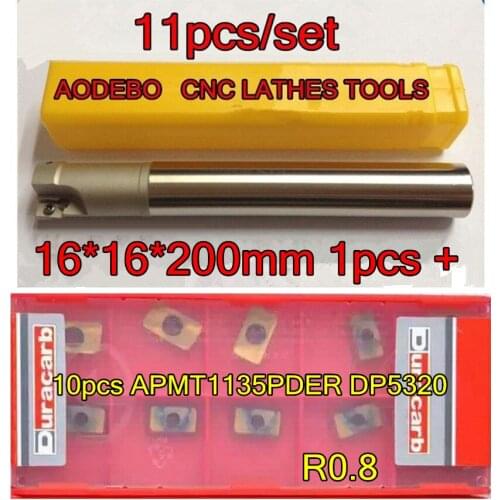 16mm 11pcs/set BAP300R16*16*200mm 2F CNC Milling cutter bar 1pcs+10pcs APMT1135PDER DP5320 Processing stainless steel and steel
