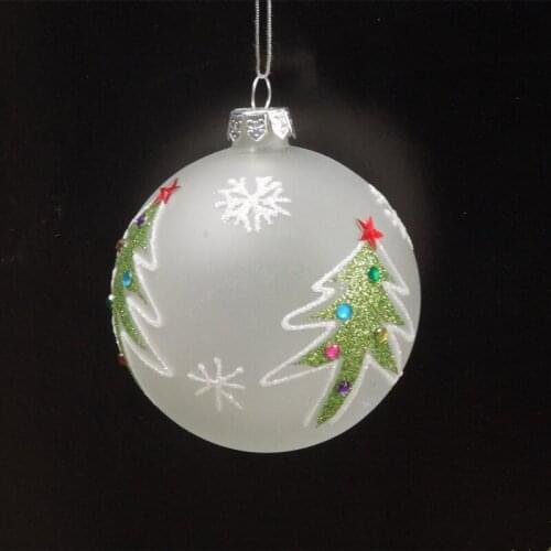 Free Shipping 2pcs/pack Diameter=8cm Frosty Craft Hand Painting Glass Ball Christmas Day Tree Hanging Decorative Globe Pendant
