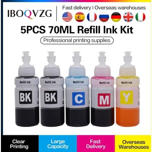IBOQVZG 5PK 70ml dye ink refill ink compatible for epson L200 L210 L222 L100 L110 L120 L132 L550 L555 L300 L355 L362 printer ink