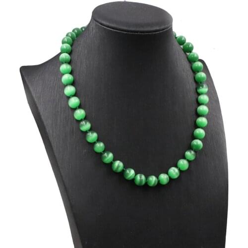 Hot Sale Short Choker Strand Necklace for Women Elegant Crystal Beads Statement Necklaces Collar Cat Eeys Stone Jewelry 18" B182