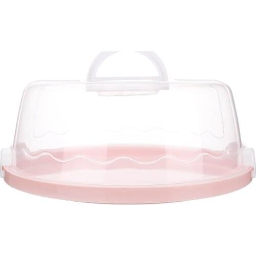 Portable Plastic Round Cake Box Cupcake Dessert Container Case Sealing Handheld Carrier Wedding Birthday Supplies