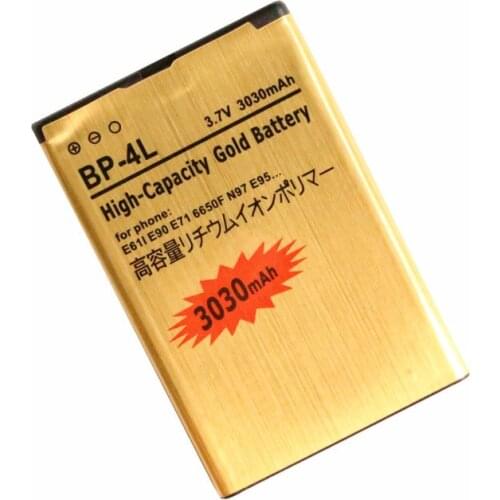 Ciszean 5pcs 3030mAh BP-4L Gold Replacement Battery For Nokia E61i E90 6650/F/T E63 E71/X E72 E73 N97 E95 6790 E52 E55 6760 N97i