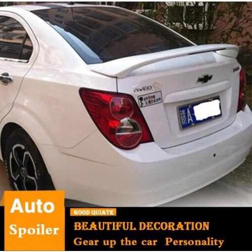 For 2011-2013 Chevrolet Aveo Spoiler With brake light ABS Material Car Rear Wing Primer Color Trunk Rear Spoiler decoration