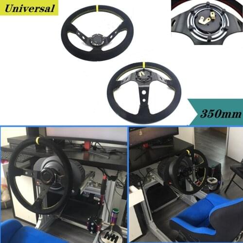 Universal 14" /350MM Top racing sports Steering Wheel Suede Leather Deep Dish Racing Sport Steering Wheel