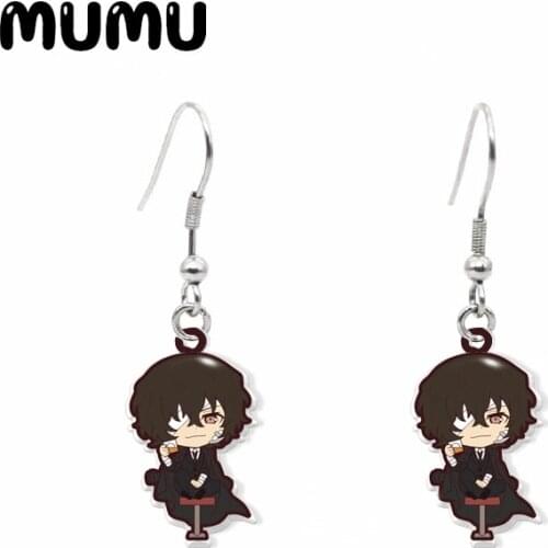 2020 New Bungo Stray Dogs Dangle Earring Anime Dazai Chuuya Acrylic Hook Earring Resin Earrings Epoxy Jewelry for Fans