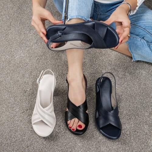 2021 Summer New European and American Bohemian Hollow Thick-heeled High-heeled Large Size Womens Sandals