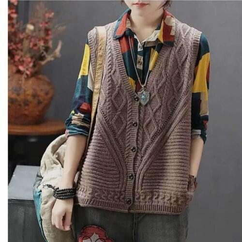 2020 Spring Woman Sweater Vest Coat Korean Style New Women V-neck Sleeveless Loose Short Knitted Casual Sweater Vest J332