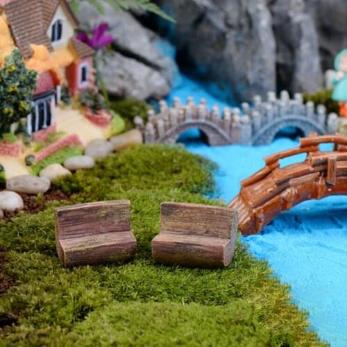 1PCS Mini Sofa Chair Doll House Miniatures Cute Fairy Garden Gnome Moss Terrarium Decor Crafts Bonsai Fairy Garden Bench Model