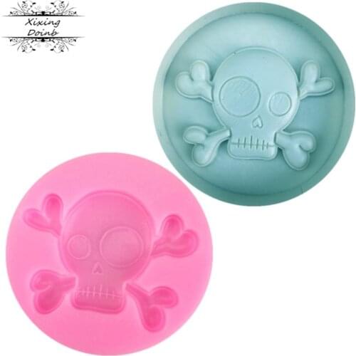 1Pcs Halloween Home Skull Head Silicone Mold,Sugarcraft Cake Decorating Tools,Fondant Chocolate Molds Cake Border Mould